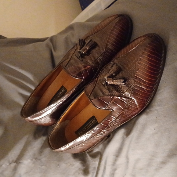 Stacy Adam's dress shoes 9 genuine snake dark brow - Picture 5 of 6